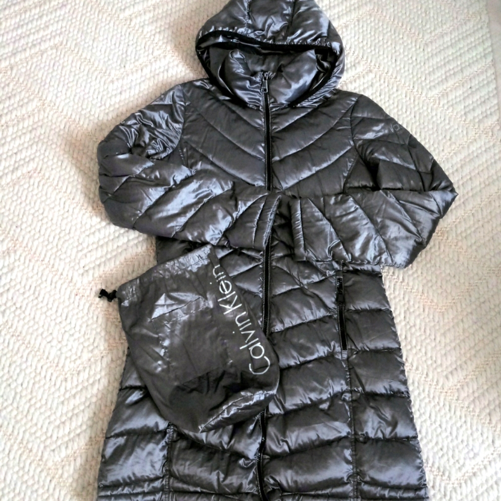 Calvin Klein packable lightweight premium down trench coat jacket